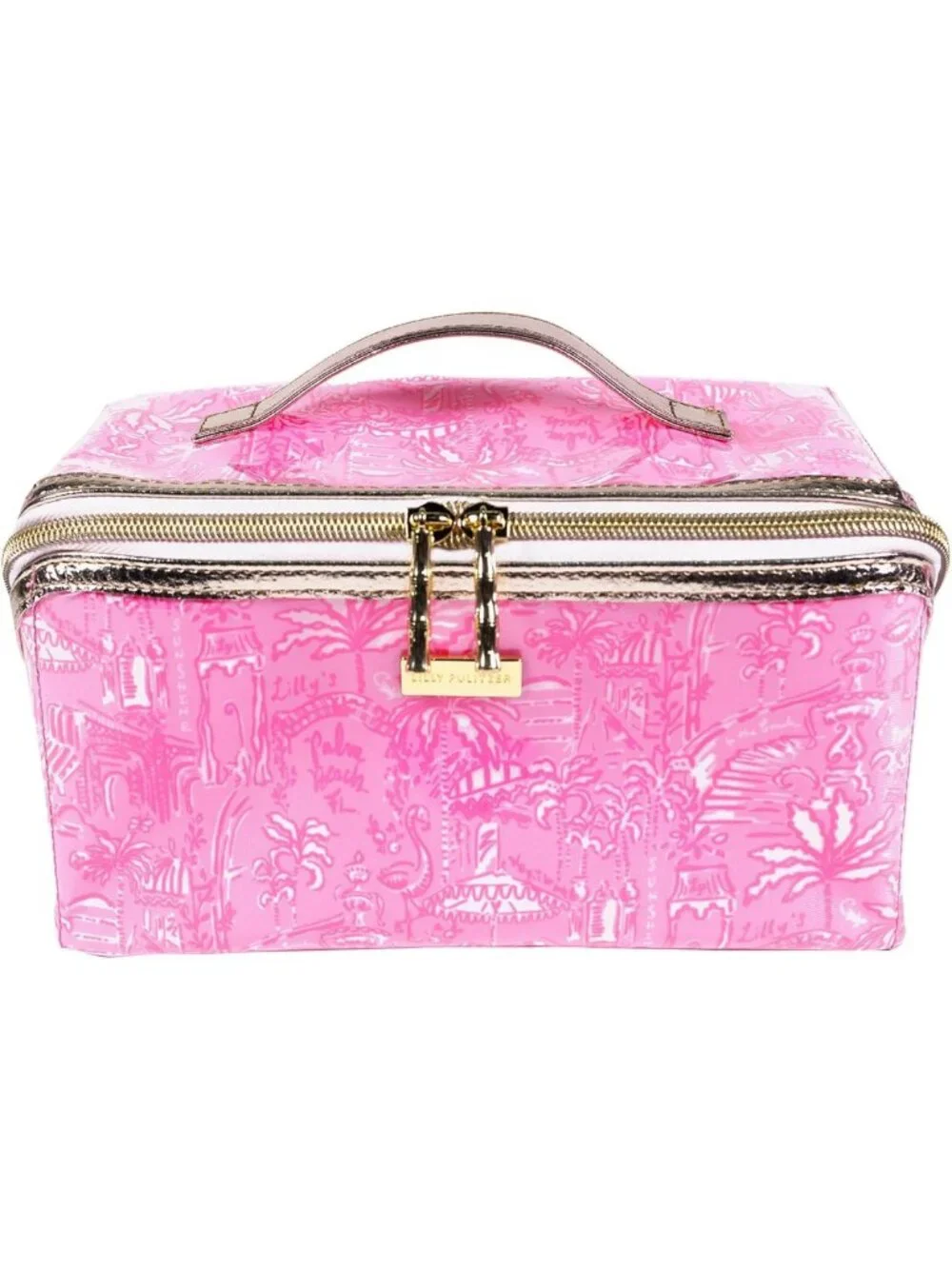 Vibrant Carryall Cosmetic Case - Tropical Print, Travel-Friendly Makeup
